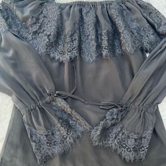 Gold Hawk, Claudette Lace Top, Off the Shoulder Prairie Blouse, Women’s Medium - Picture 7 of 14